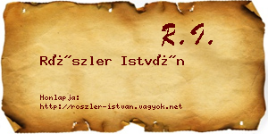 Röszler István névjegykártya